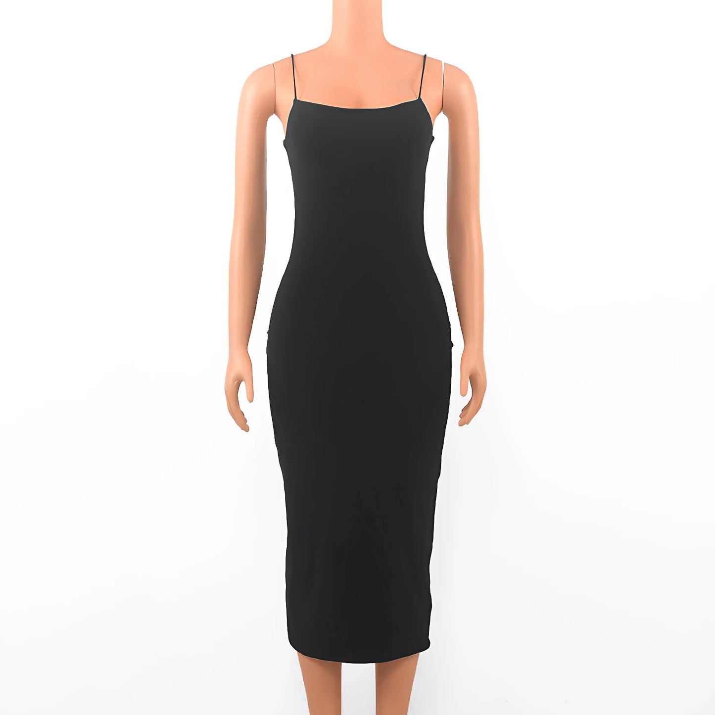 Summer Black Backless Bodycon Dress | Sleeveless Spaghetti Strap Slim Fit Party Dress