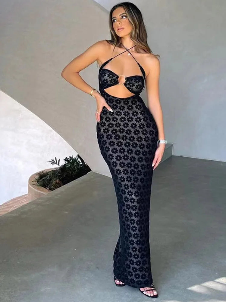 Hollow Out Strapless Knit Dress | Sexy Floor-Length Clubwear for Women