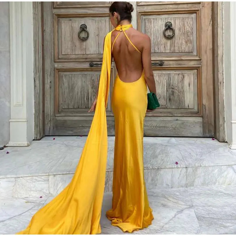 Backless Halter Maxi Dress | Summer 2025 Slim Fit Gown for Women