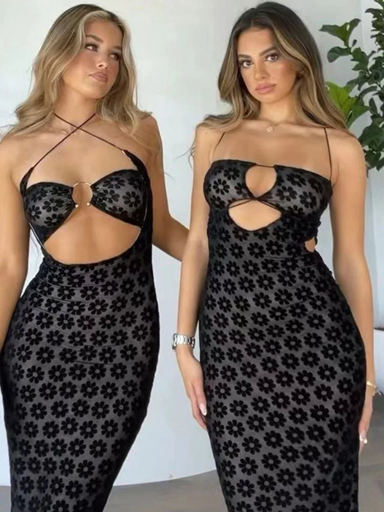 Hollow Out Strapless Knit Dress | Sexy Floor-Length Clubwear for Women