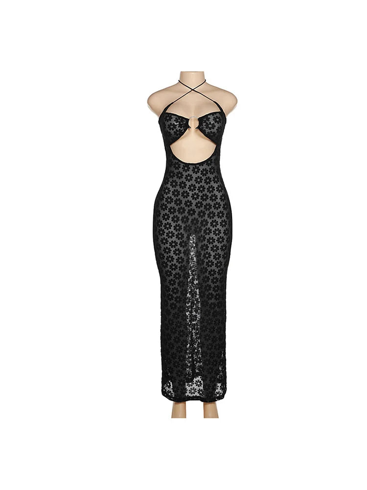 Hollow Out Strapless Knit Dress | Sexy Floor-Length Clubwear for Women