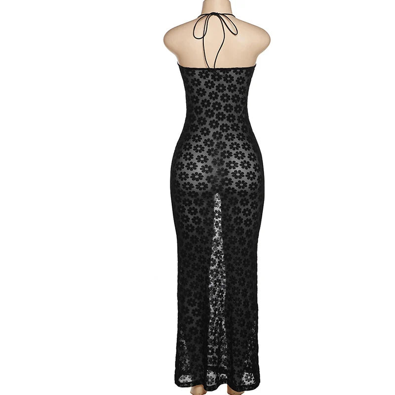 Hollow Out Strapless Knit Dress | Sexy Floor-Length Clubwear for Women