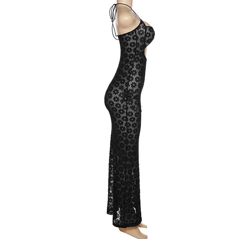 Hollow Out Strapless Knit Dress | Sexy Floor-Length Clubwear for Women