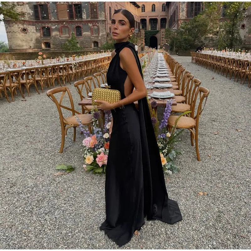 Backless Halter Maxi Dress | Summer 2025 Slim Fit Gown for Women