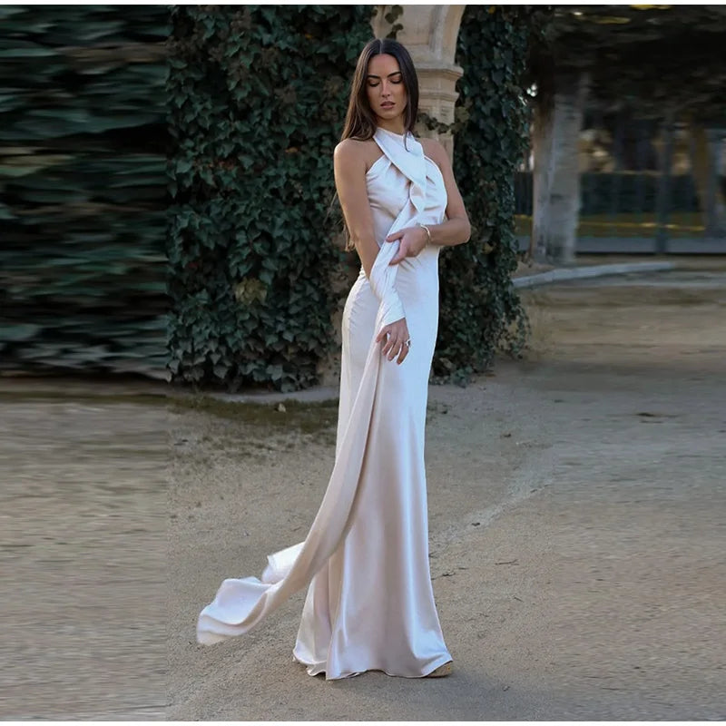 Backless Halter Maxi Dress | Summer 2025 Slim Fit Gown for Women