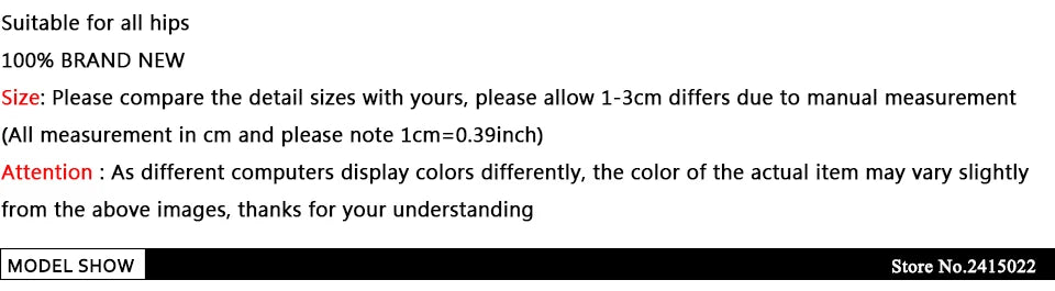 Text description of product details with size and color notes.