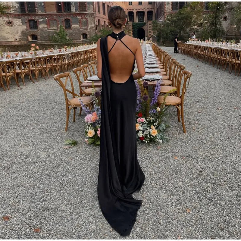 Backless Halter Maxi Dress | Summer 2025 Slim Fit Gown for Women