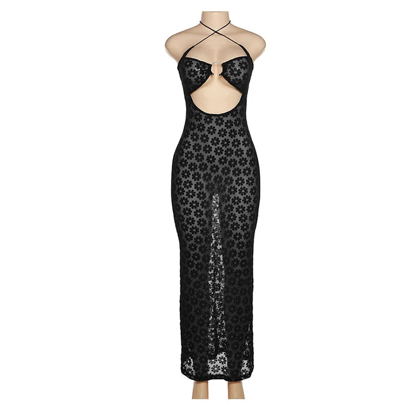 Hollow Out Strapless Knit Dress | Sexy Floor-Length Clubwear for Women