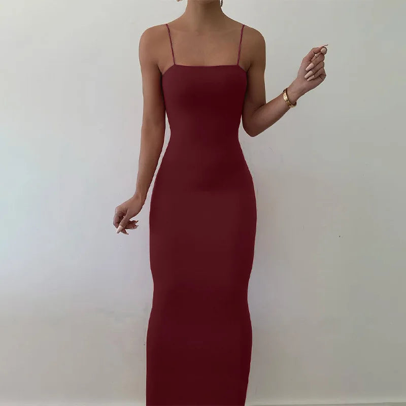 Summer Black Backless Bodycon Dress | Sleeveless Spaghetti Strap Slim Fit Party Dress