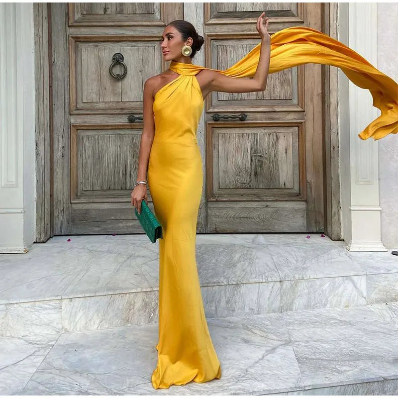 Backless Halter Maxi Dress | Summer 2025 Slim Fit Gown for Women