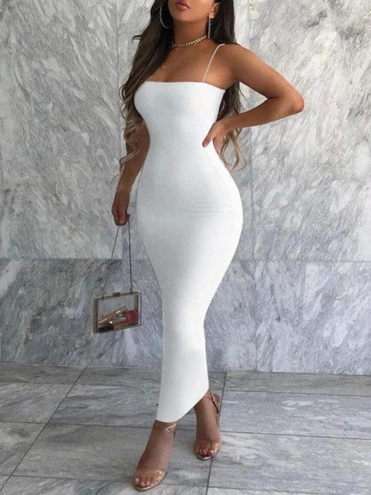 Summer Black Backless Bodycon Dress | Sleeveless Spaghetti Strap Slim Fit Party Dress